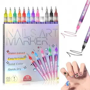 Buy 2 Get 1 Free 12 Color Nail Doodle Pen for Dynamic Nail Art Quick Drying Acrylic Painting and 3D Dot Embroidery MMA Acrylic Nail Marker on Nails Quick Drying Dot Stitching Nail Art Pen Home Salon DIY Use Nail Care Manicure Polish Cosmetic Smooth Deals