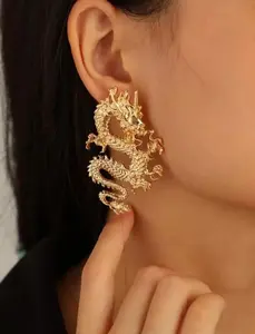 Dinastía Dorada Gold Dragon Earrings - Traditional History & Sophistication Jewelry Piece