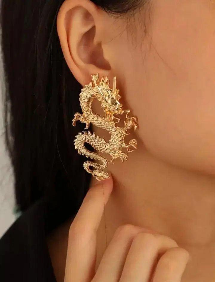 Dinastía Dorada Gold Dragon Earrings - Traditional History & Sophistication Jewelry Piece