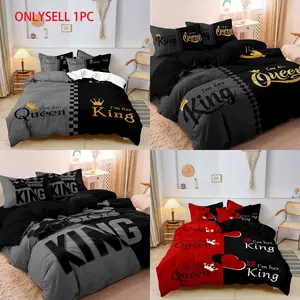 King Size Crown Design Polyester Modern Bedding Set, Includes 1 Duvet Cover & 2 Pillowcases, Ideal for Bedroom & Dorm Use