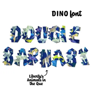 Liberty Fabric Iron-On Dino Font Name Patch: Custom Boy's Room Decor