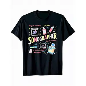 Ultrasound Tech Sonographer T-Shirt - Funny Medical Gifts for Sonographers, Nurses, Dad, Husband - Soft Breathable Cotton Tee with Ultrasound Machine Graphic - Sizes S-XXXL Black - National Nurse Day Present graphic tee