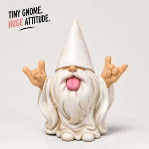 Rustic-style weather-resistant resin gnome statue for outdoor garden decor, cute tabletop ornament, whimsical garden figurine, charming home decoration, perfect gift for music lovers, gardeners, fairy garden enthusiasts, and collectors