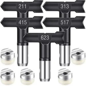 Reversible Spray Tips Airless Paint Sprayer Nozzle Tips Airless Paint Spray Machine Parts 5 Pieces (211, 313, 415, 517, 623) for Homes Buildings Garden Decks Fences