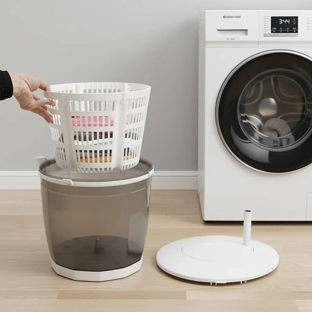 2kg Manual Round Tabletop Washing Machine for Underwear, Socks, Delicates, Vegetables - Ideal for Apartments, Camping