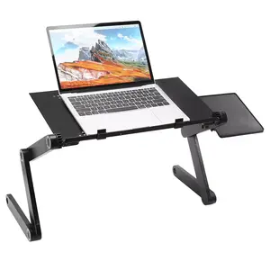 17-inch Adjustable Aluminum Laptop Stand Ergonomic Design with Detachable Mouse Pad 360° Foldable Stable Portable for Bed Sofa Office Travel
