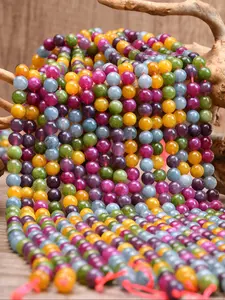 Natural Stone Colorful Tourmaline Loose Beads - 4/6/8/10mm Colorful Quartz Round Beads, Bead Assortment, for Jewelry Making, DIY Bracelets Necklaces, Mobile Phone Hanging Ornaments, 15 Inch Strand