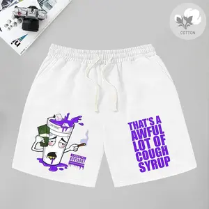 Men’s Retro Cotton Soft Streetwear Shorts - Breathable Sports Casual with Beverage Letter Print, Comfortable Fit for Surfing, Basketball, Premium Gift for Boyfriend, Soft Shorts, Breathable Men's Shorts