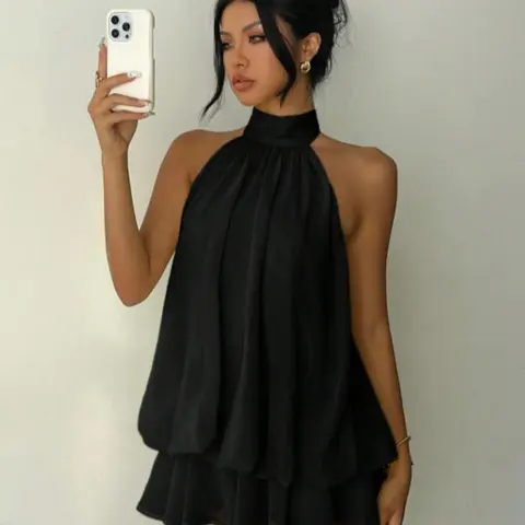 Women's Mini Dress, Chiffon Elegant Ruffled Butter Strapless Bowknot Mini Dress, Summer Party Dress, Formal Wear, Elegant Evening Dress, Wedding Travel