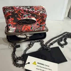 Ed Hardy Mini Bag with Chain Strap and Floral Design for Everyday Use
