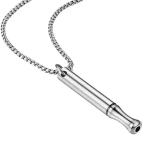 Titanium steel ins-style stress-relief whistle necklace, adjustable breathing meditation pendant accessory Vaporless Anxiety relief necklace