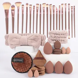 44-piece professional makeup brush set with foundation brushes and sponge puffs, perfect for daily makeup routines