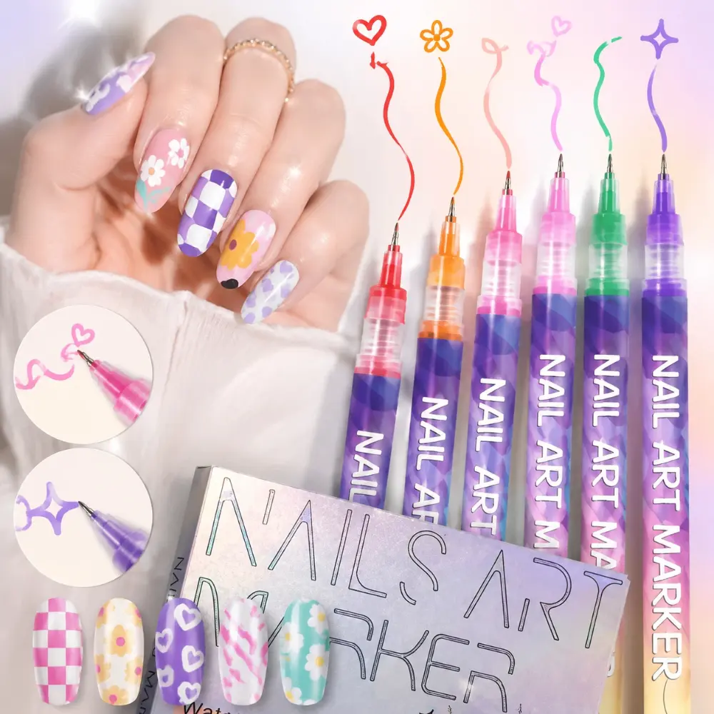 12 Color Nail Art Pens Set, DIY Nail Design Drawing Tools, Easy Painting Markers for Gel Nails, Cute Manicure Accessories for Beginners,Beauty Gifts