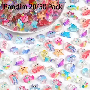 Cute Cartoon Ocean Animal Figurines, Night Glow Resin Accessories, Toy House Decor, Garden Ornaments, Birthday Party Gifts, DIY Crafts