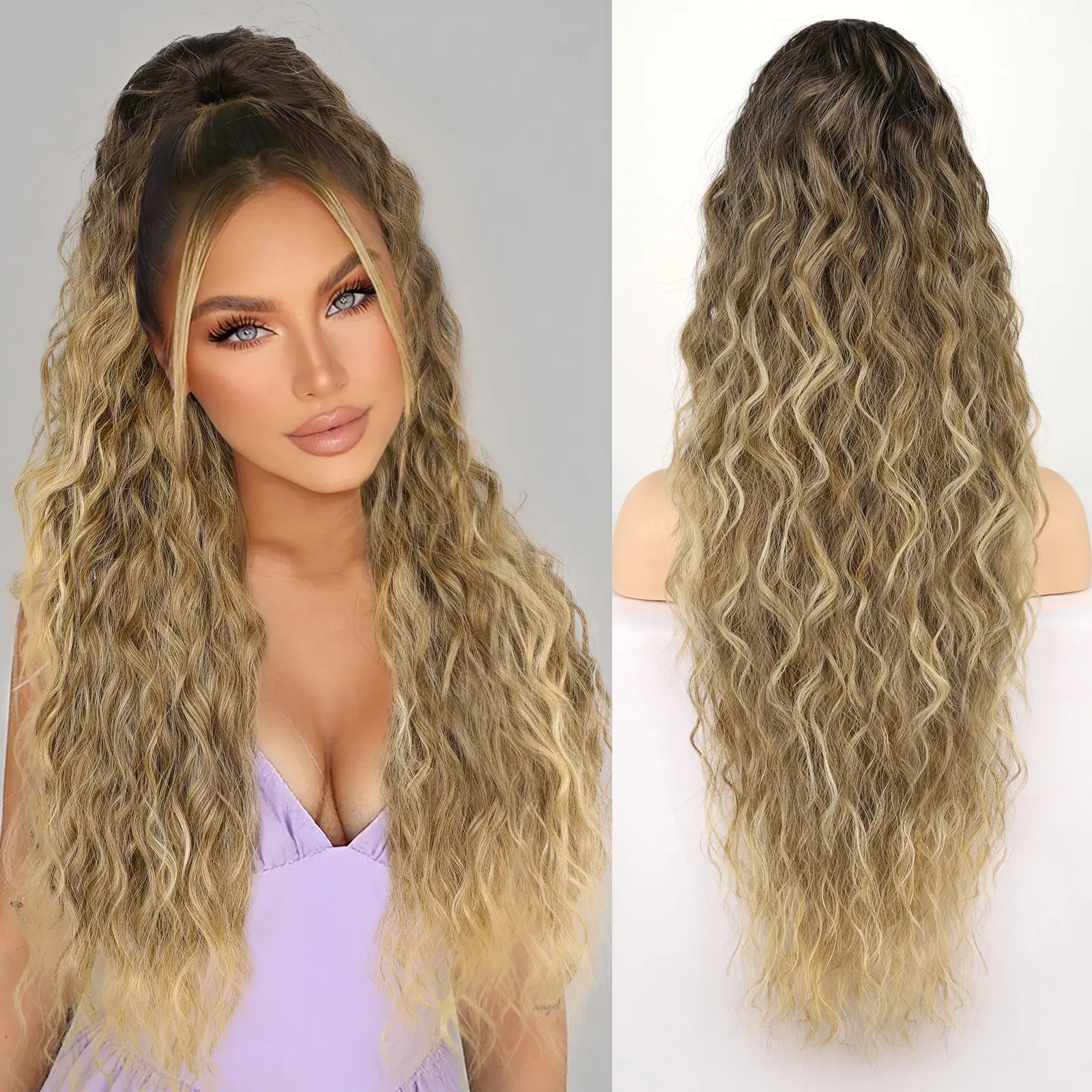 RONTAYA Ponytail Extension 30" Curly Ponytail Clip in Claw  Long Ponytail Fluffy Natural Looking Synthetic Hairpiece for Women Easy To Go