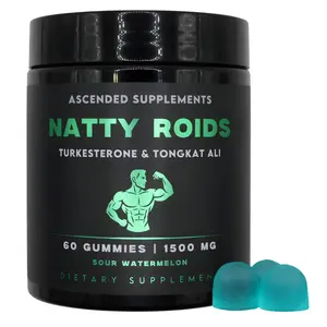 Natty Roids - Turkesterone & Tongkat Ali Gummies - Muscle Growth, Strength, & Stamina Support - 60 Sour Watermelon Flavored Gummies