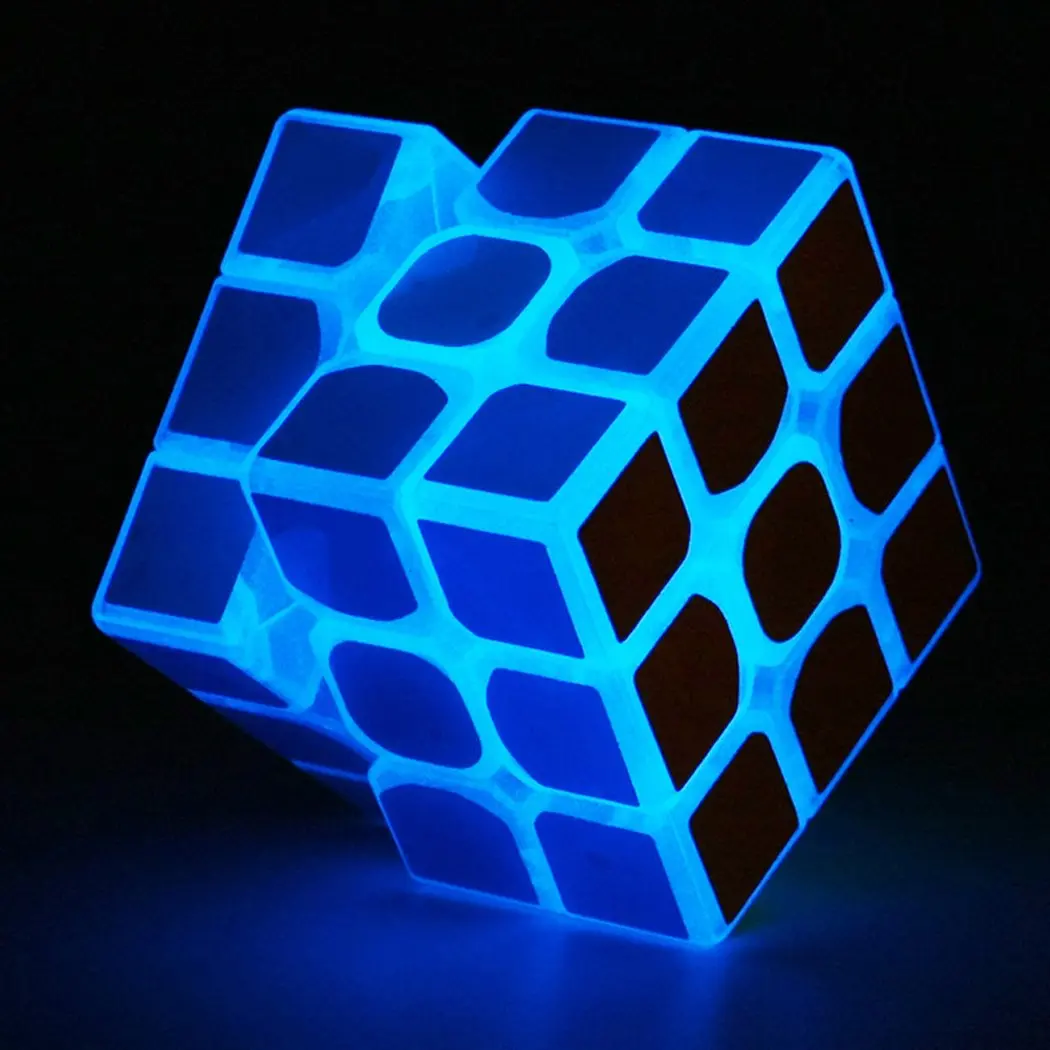 3x3x3 Blue Fluorescent Speedcube - UV Flash to Glow Magic Cube, Eco-Friendly ABS Material Mental Enrichment Toy, Firefly-Like Effect, Smooth 3x3 Control, Hand Flexibility Booster, Gift for Children & Adults, Fluorescence Works Like Fireflies, Firefly‑Like