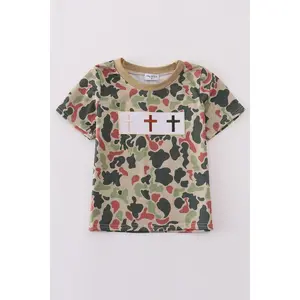 Camouflage cross embroidery top