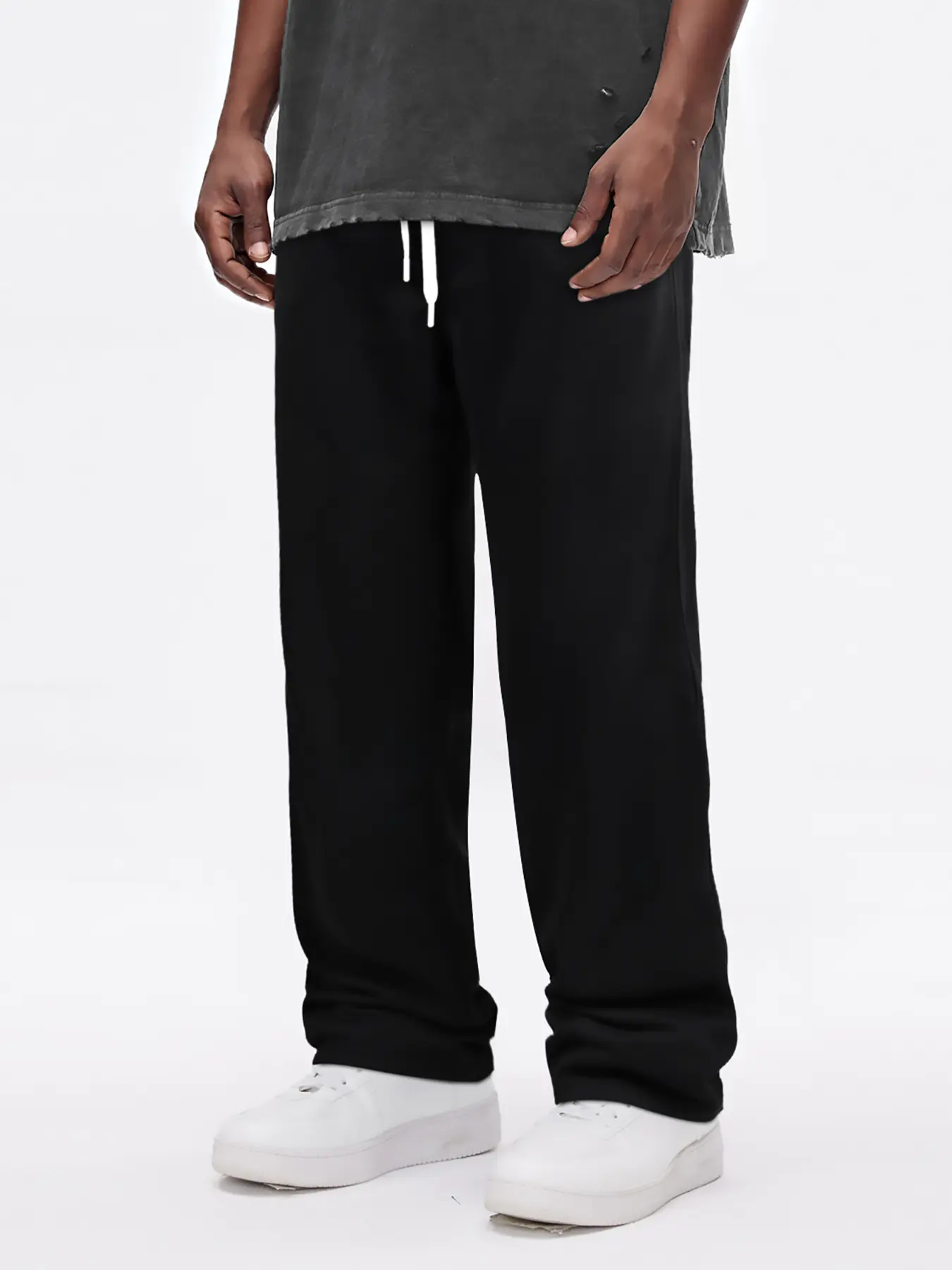 GINGTTO Men's Stacked Flared Sweatpants, Menswear Casual Fashion Loose Plain Baggy Drawstring Athletic Pants