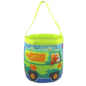 Scooby-Doo Mystery-Machine Kids Nylon Gift Basket Bucket Tote Bag (One Size, Blue)