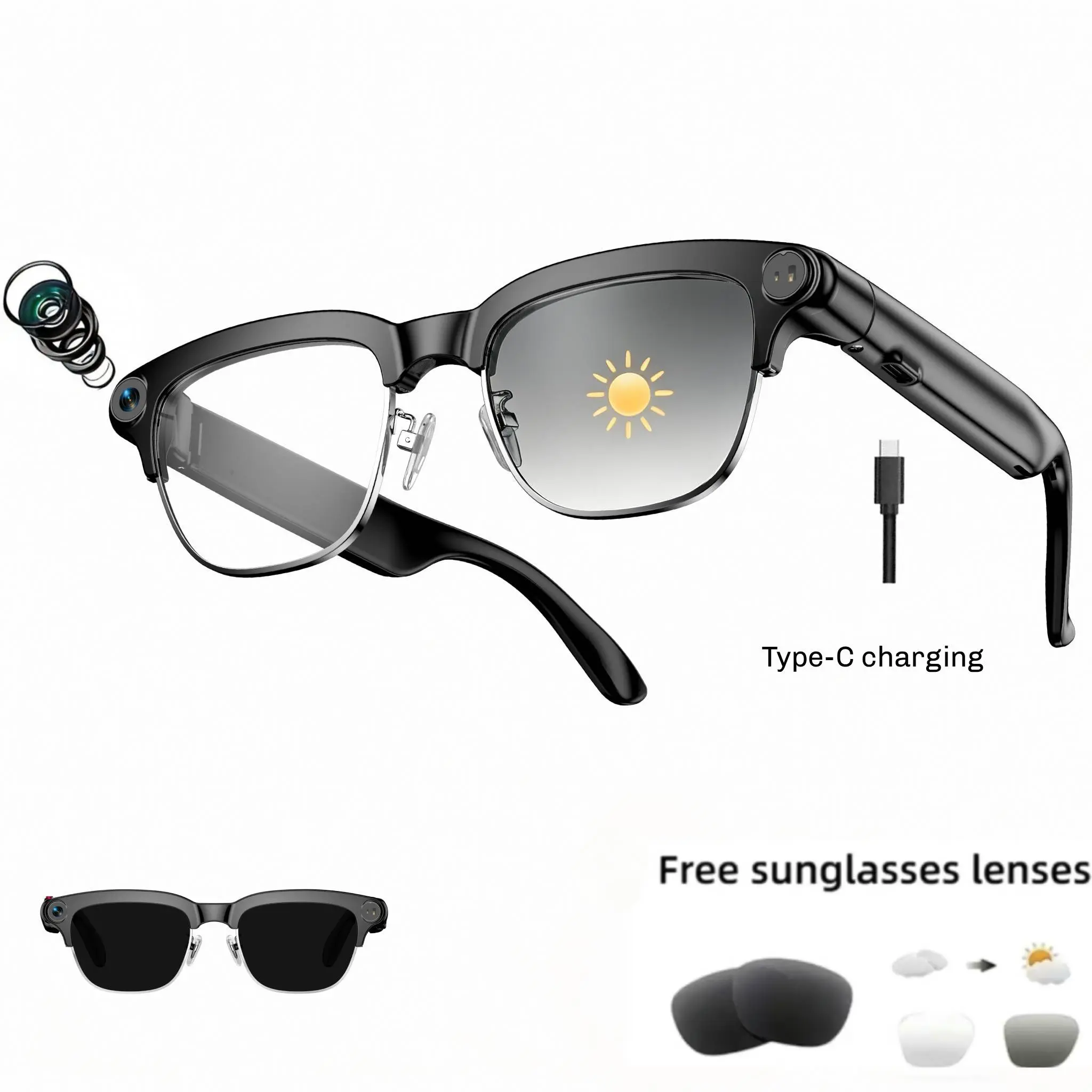 B Half Frame Flexible Hinges – Photochromic – Bonus Lens Included