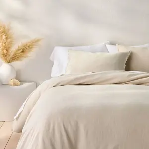 Full/Queen Heavyweight Linen Blend Duvet Cover & Sham Set Natural - Casaluna: Rayon Blend, Zipper Closure, OEKO-TEX Certified
