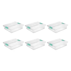 Sterilite 5.7 Qt. Large Plastic Stackable Storage Bin w/Clear Latch Lid (6 Pack) Boxes Container Boxes Container
