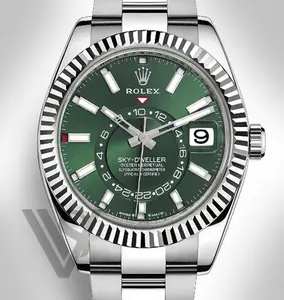 Rolex - Sky-Dweller - White Rolesor - Green Index Dial  - Oyster Bracelet
