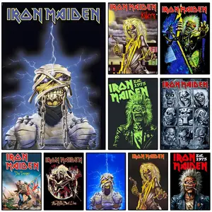 Heavy metal band Iron Maiden Poster Sticky Wall Art Printing Waterproof Modern Aesthetic Home Living Bedroom Decor Trendy Room Decoration Gift Durable High Quality