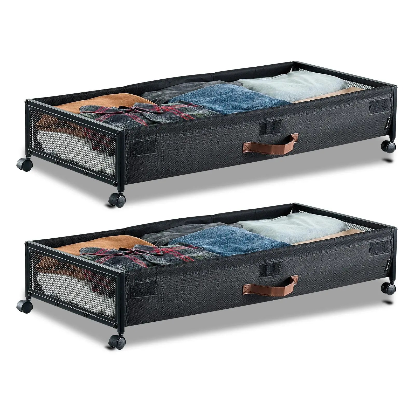 【DealsForYouDays】VEVOR Under Bed Storage with Wheels,36.0 x 18.1 x 7.3 inchUnderbed Containers with Clear LidUnderbed Shoe OrganizerRolling Under the Bed Storage Bins for Clothes Shoes Blankets Bedroom2 Pack
