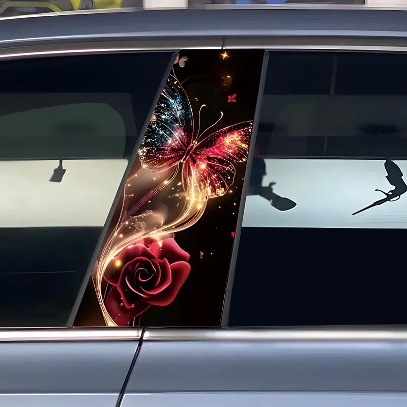 Car center pillar sticker butterfly float window trim anti scratch personalized creative decoration b-pillar sticker protection