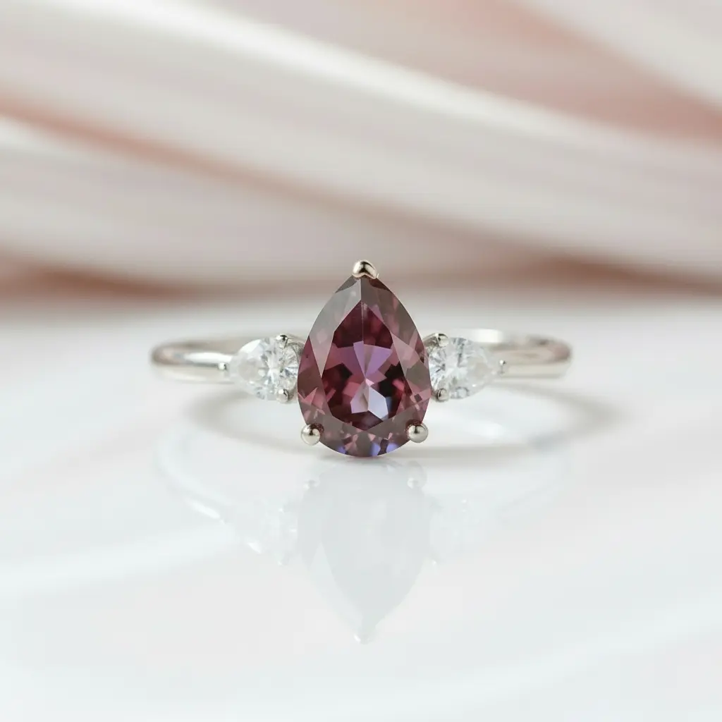 Pear Cut Alexandrite with Diamond Option Engagement Ring