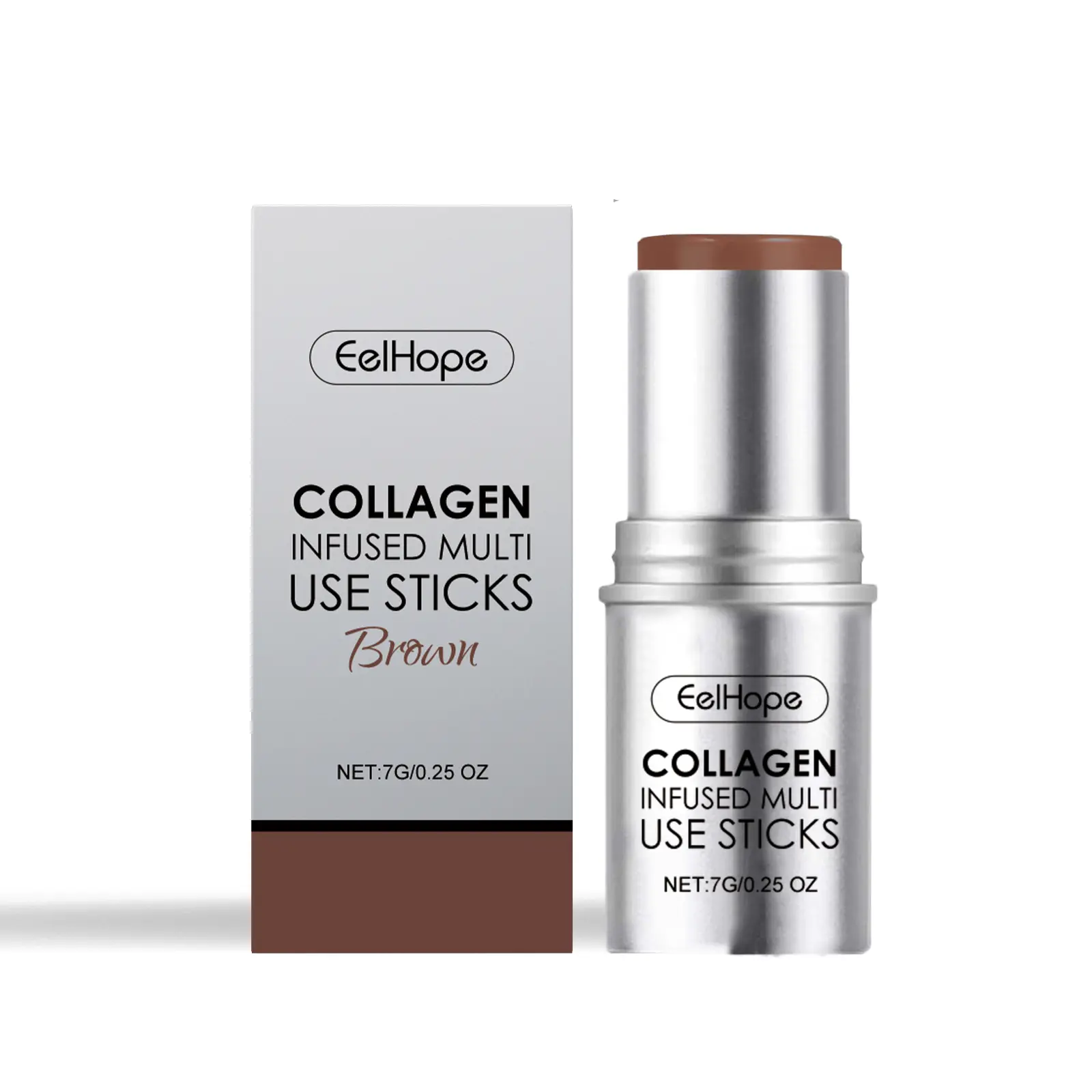 Collagen-Infused Cream Contour Stick, 7g Nourishing Smooth Compact Daily Beauty Product for Cheek-Nose-Jawline Sculpting, Long-Lasting Hydrating Blendable Multi-Use Face Makeup Stick