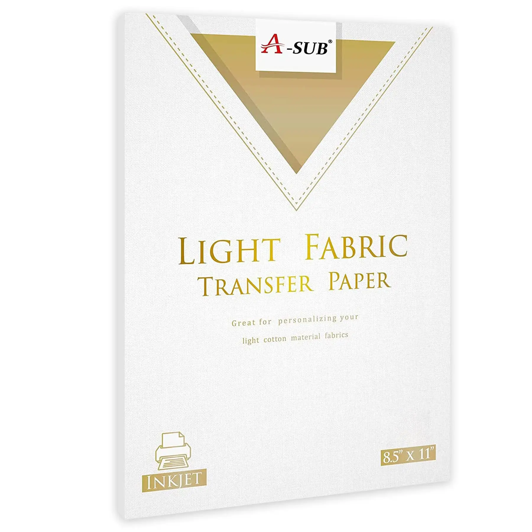 A-SUB Light Fabric Transfer Paper for White and Light Fabric 8.5x11 Inches, 10 Sheets, Durable, Long Lasting, No Cracking, Inkjet Printer Use