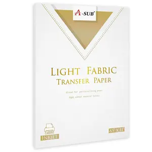 A-SUB Light Fabric Transfer Paper for White and Light Fabric 8.5x11 Inches, 10 Sheets, Durable, Long Lasting, No Cracking, Inkjet Printer Use