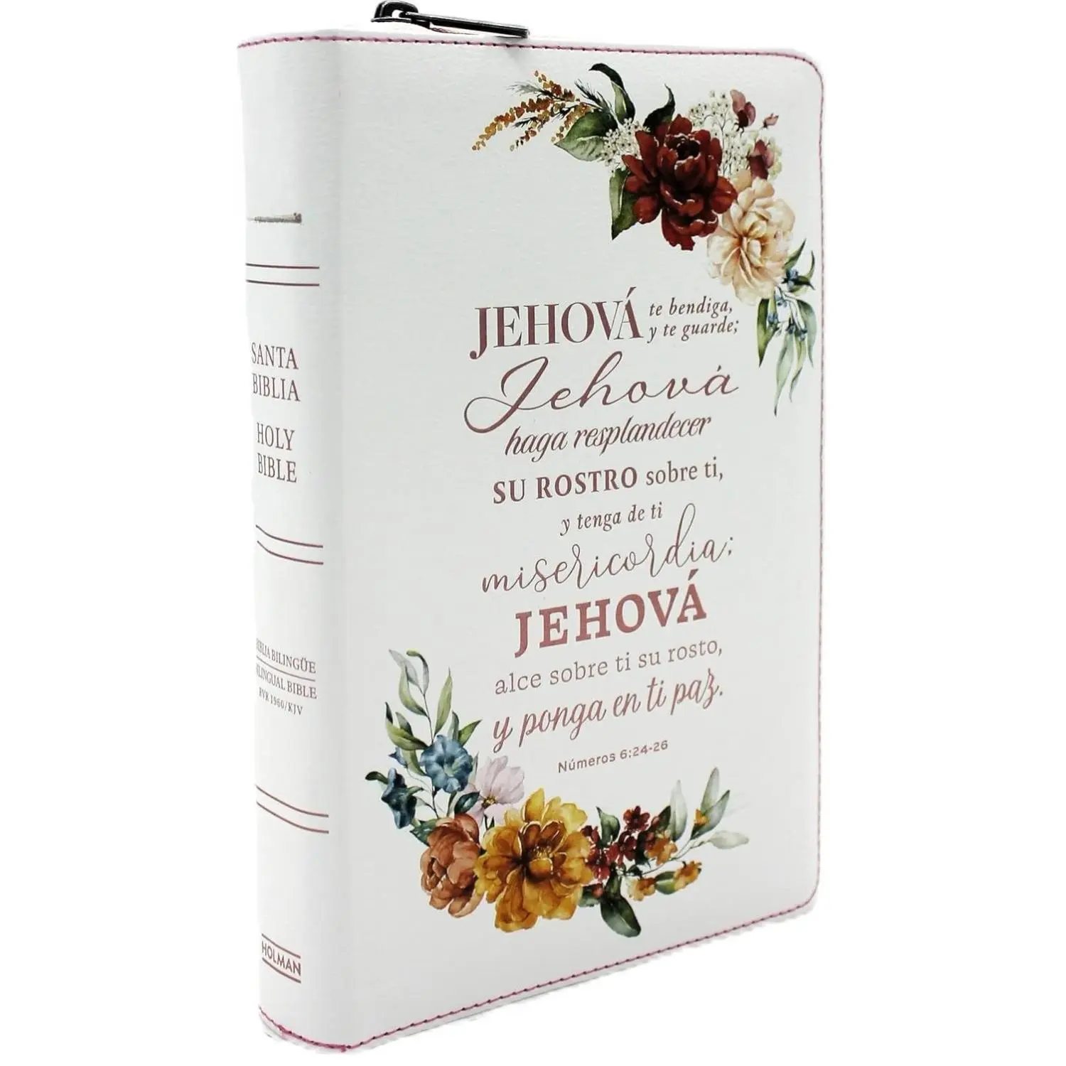 Biblia Bilingue Reina-Valera 1960/ King James Version Para mujer tamano Personal con Cierre, indice, imitacion piel color floreada "Coleccion Celestial"