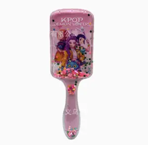 K-POP Witcher Girl Group Square Cushion Comb, Cartoon High-Value Long Handle Flowing Sand Hair Comb, Universal Comb