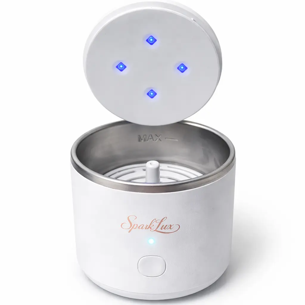 SparkLux Ultrasonic Cleaner for Aligners & Retainers (Invisalign Compatible) | Compact Rechargeable Deep Cleaning Machine for Dental Appliances, Nightguards & Dentures | Portable, Gentle, 3–5 Minute Cleaning Cycle