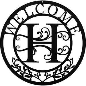 Metal Designs Monogram, Capital Letter H Wall Art, Custom Initial Sign Outdoors, Personalized Name Sign, Black Wall Decor, Welcome Plaque for Door Dining Room Bar Party Birthday Wedding