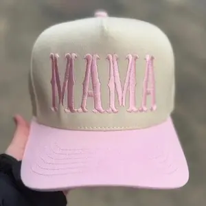 MaMa Embroidered Trucker Hat Two-Tone Vintage Baseball Cap Soft Cotton Adjustable Strap Perfect for Mother's Day Gift for Mom with Bold Pink "MAMA" Embroidery, Hats For Women, Trucker Hats Women