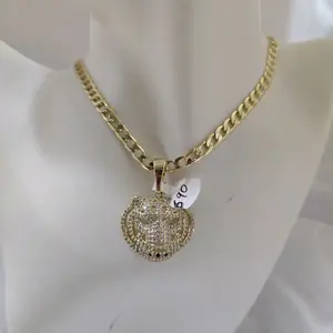 cadena 250 y dije 690 unisex Gold Plated Pantera Necklace with Chain