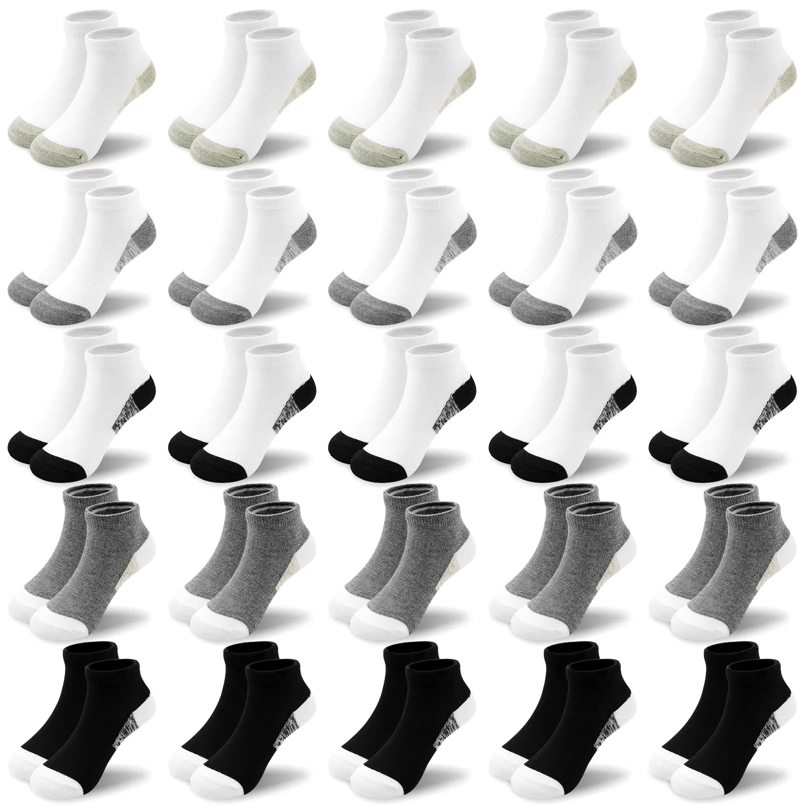 TPHON Kids Socks, 25 Pairs Ankle Low Cut Short Athletic Socks for Boys Girls Toddler 1-14 Years, Children, Youth Socks