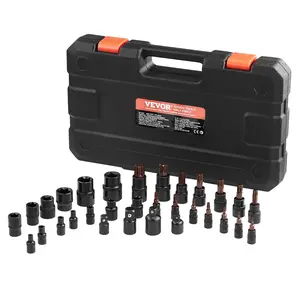 VEVOR Torx Bit Socket and External Torx Socket Set,  31-Piece T8-T70 and E4-E24, S2 Alloy Steel and Cr-V Steel, 1/4 in, 3/8 in, and 1/2 in Drives, with Adapter and Enhanced Storage Case, for Automotive