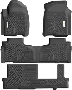 YITAMOTOR 3 Rows Floor Mats Compatible with 2021-2024 Chevrolet Tahoe/2021-2024 GMC Yukon/2021-2024 Cadillac Escalade 2 row Bench Seats, Custom Fit Black TPE Floor Liners All-Weather
