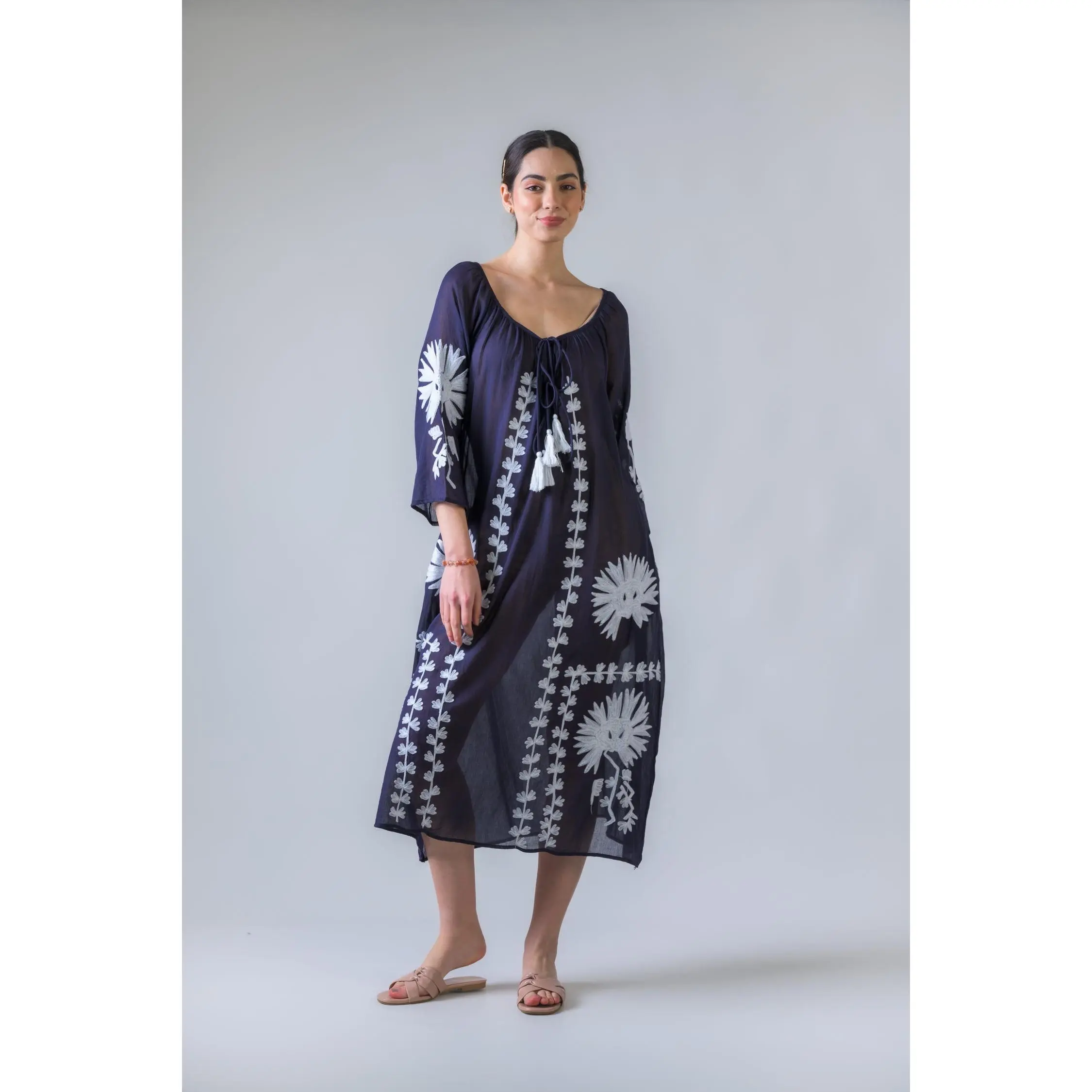 Rhea Hand Embroidered Pigment Dyed Tunic