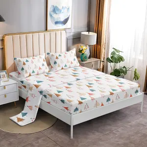 4-Piece Sheet Set – Soft Microfiber Bedding, Deep Pocket Wrinkle-Free Festive Christmas Sheets, Trees, Candy Canes, Reindeers Holiday Christmas Gift Bedsheet Sets