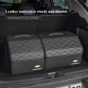 Car Trunk Organizer Box Foldable Storage Bin Leather Suitcase For Chevrolet Corvette Montana TrailBlazer Silverado Traverse Camaro Suburban Equinox Bolt Cruze Malibu Colorado Trax SS Spark Captiva Onix Spin Impala Cobalt
