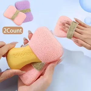 2 Pack Exfoliating Soap Bags with Shower Sponges – Foaming Soap Saver Pouch with Strap, Body Skin Scrubber, Body Back Scrubber, Exfoliating Tool for Deep Cleansing, Gentle Exfoliation, Bath & Shower Essentials for Men & Women