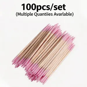 Double-Head Nail Polish Remover Sticks, Small Dual-Ended Makeup Removal Tool, Pack of About 100 (1/2/3/5 Packs)