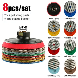 8pcs Diamond Dry Grinding Pads Stone Polishing Pads Marble Granite Renovation Tile Trimming Angle Grinding Pads Diamond Polishing Diamond Polishing Tool